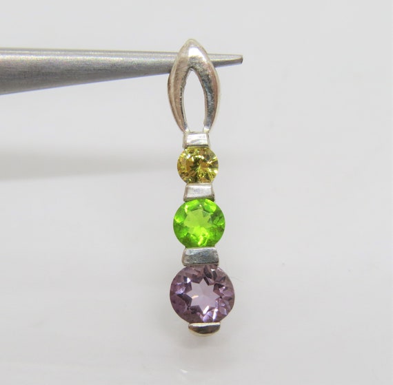 Vintage Sterling Silver Amethyst, Citrine & Perid… - image 1