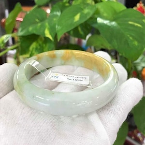 Translúcido verde verde verde blanco, miel naranja jadeíta jade vintage brazalete brazalete 58MM