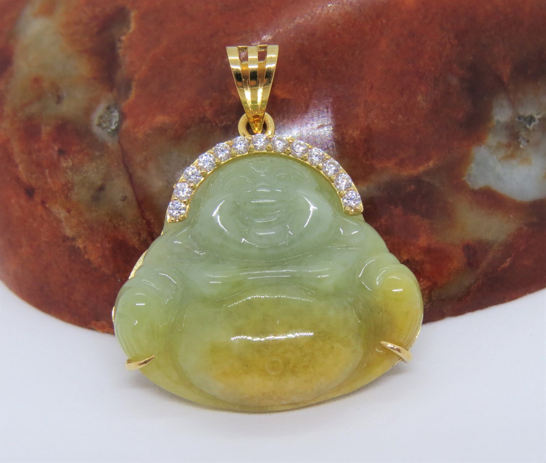 Vintage 18K Solid Gold Translucent Yellow Green Jadeite Jade - Etsy