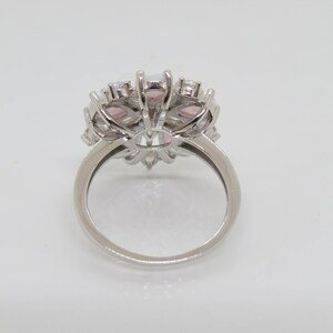 Vintage Sterling Silver Fire Opal & White Topaz Cluster Ring Size 8 - Etsy