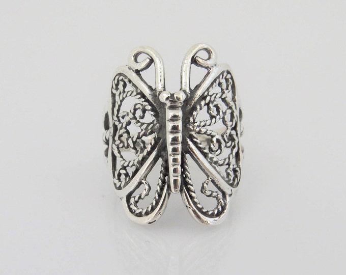 Vintage Sterling Silver Butterfly Filigree Ring Size 7