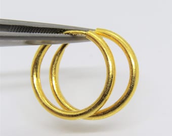 Vintage 23K 980 Pure Gold Hoop Earrings 16.5MM