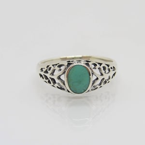 Vintage Sterling Silver Turquoise Filigree Ring Size 7