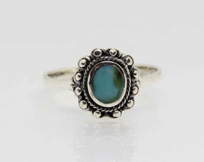 Vintage Bali Sterling Silver Turquoise Ring Size 7