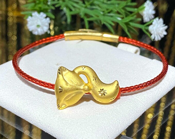 Vintage 24K 999 Fox Red Cord Bracelet.
