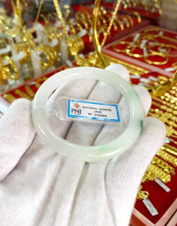 Vintage Translucent Natural Green, White Jadeite … - image 1