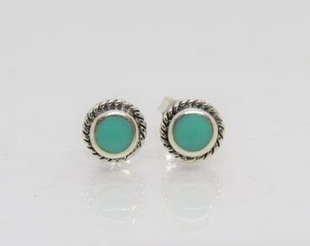 Vintage Sterling Silver Turquoise Rope stud Earrings