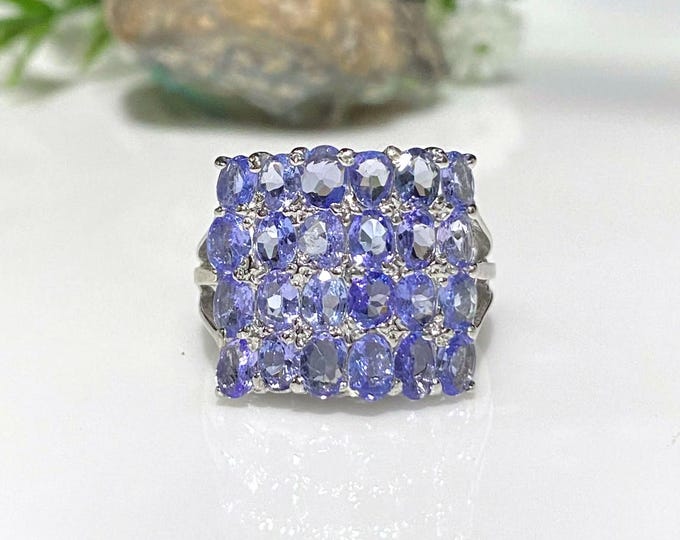 Vintage Sterling Silver Natural Tanzanite Ring Size 7.75
