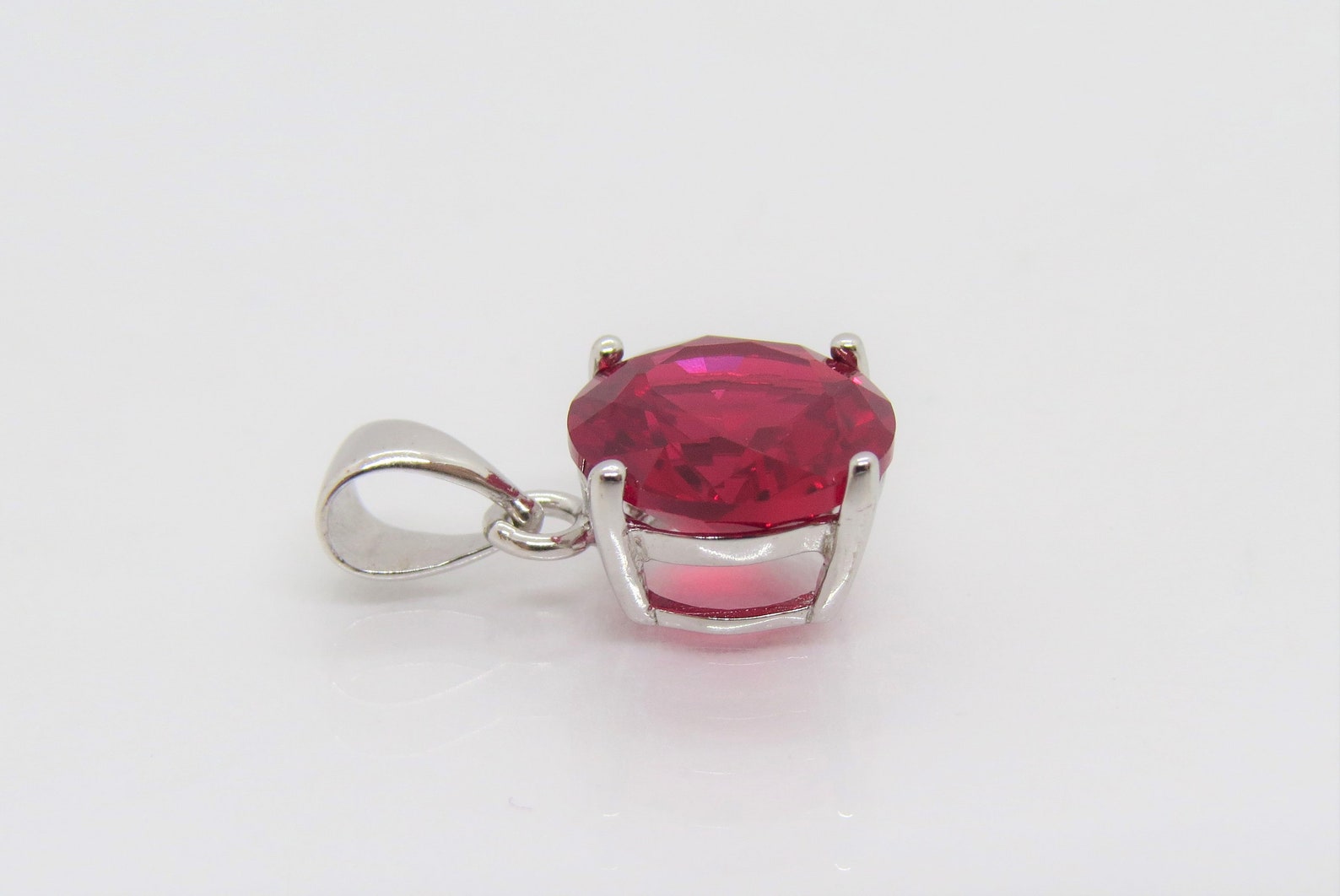 Vintage Sterling Silver Round Cut Ruby Pendant 10MM - Etsy