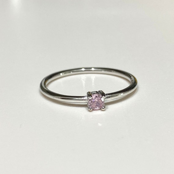 Vintage Sterling Silver Round cut Pink Sapphire T… - image 4