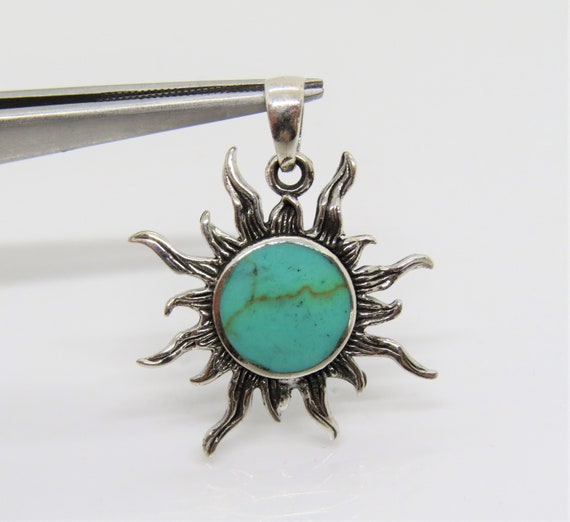Vintage Sterling Silver Turquoise Sun 