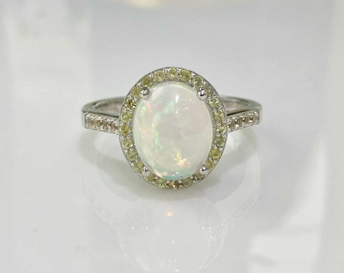 Vintage Sterling Silver Natural 2.54cts Fire Opal & Yellow Sapphire Ring Size 8