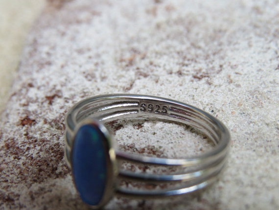 Vintage Sterling Silver Blue Opal Ring. - image 5