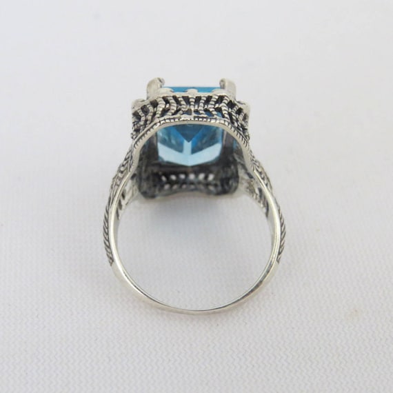 Vintage Sterling Silver Aquamarine Solitaire Ring… - image 2