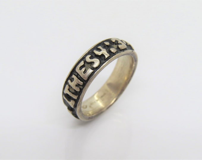 Vintage Sterling Silver Thesy Cross Band Ring Size 6.75