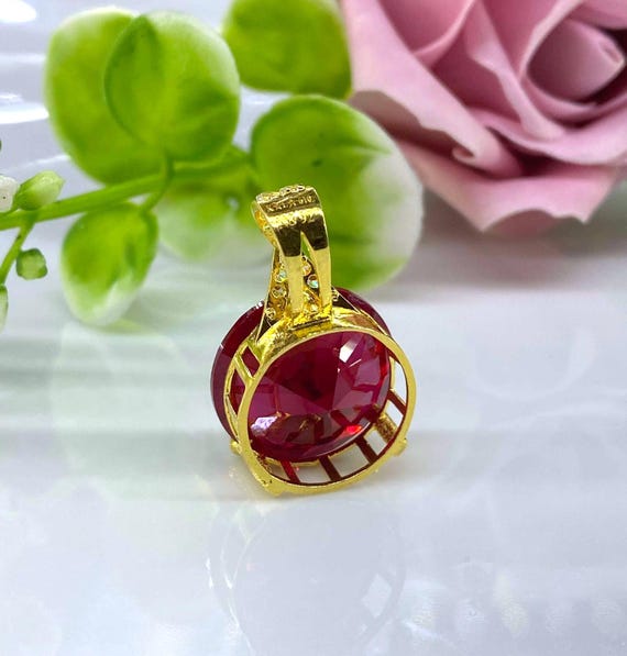 Vintage 15K 610 Solid Gold Round cut Ruby & White… - image 8