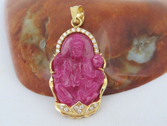 18k Solid yellow gold lucky Frog Natural Jade pendant Estate Diamond