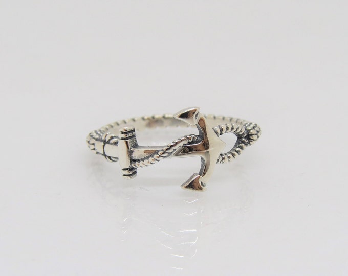 Vintage Sterling Silver Anchor Ring Size 7