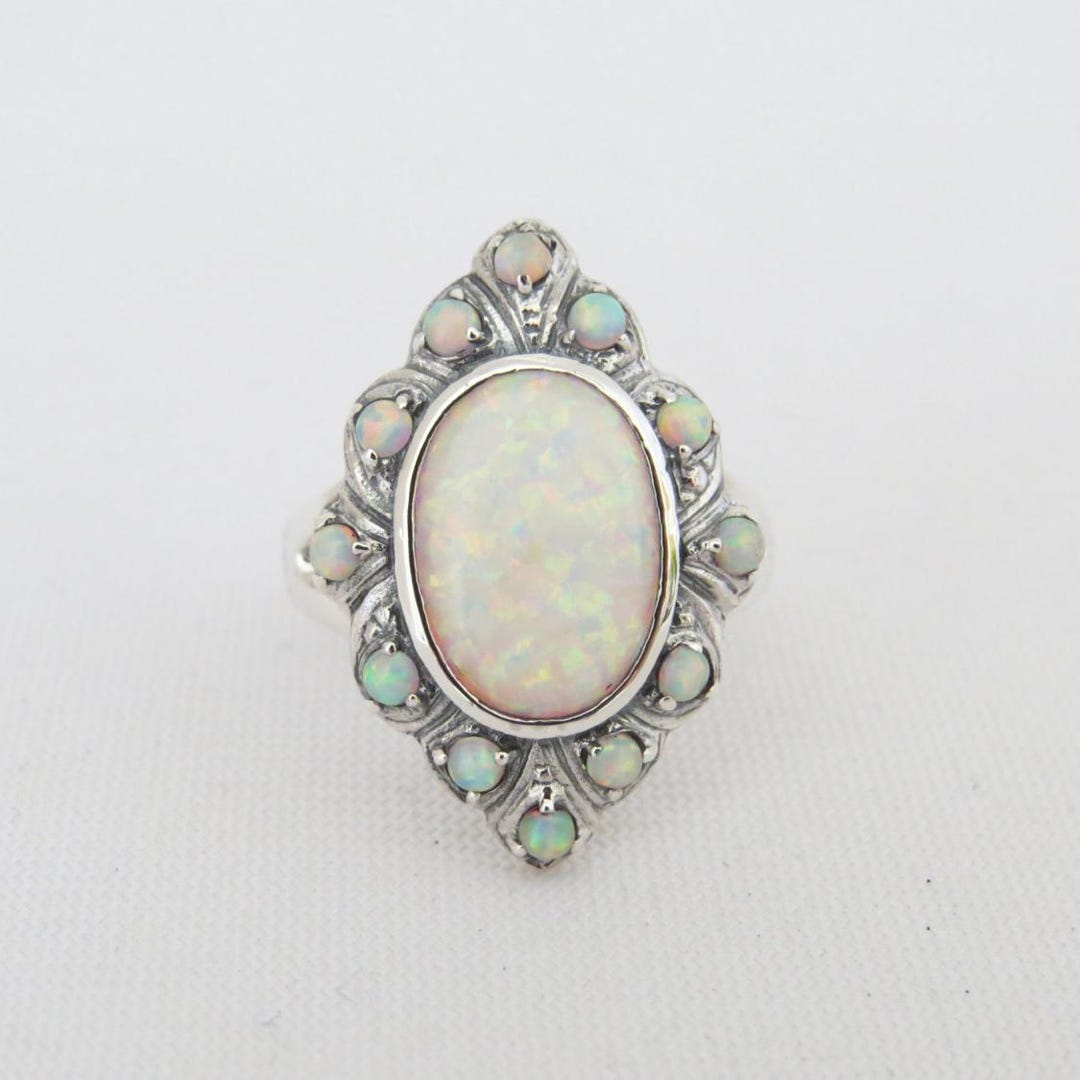 Vintage Sterling Silver Fire Opal Cluster Ring Size 8 - Etsy