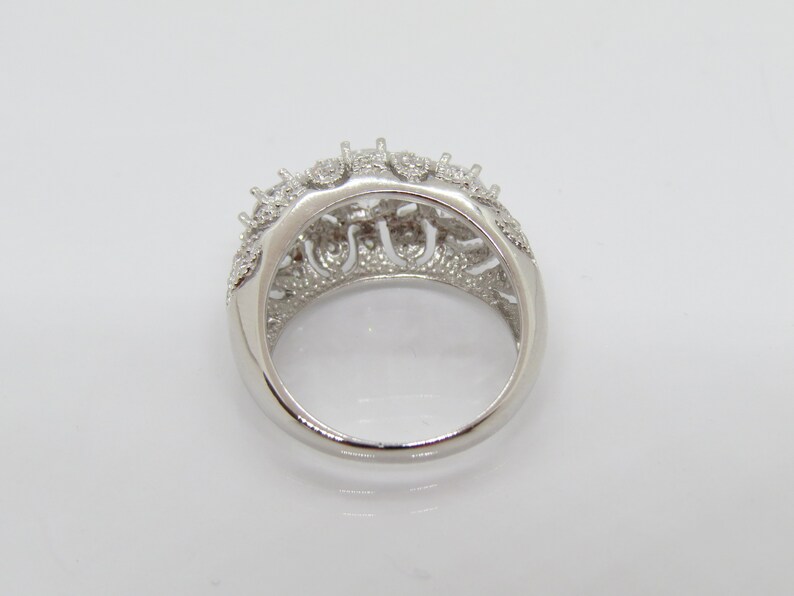 Vintage Sterling Silver White Topaz Filigree Dome Ring Size 8