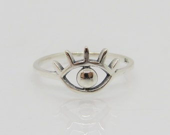 Vintage Sterling Silver Evil Eye Ring Size 10