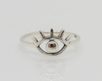 Vintage sterlingzilveren boze oog-ring maat 10