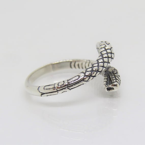 Vintage Sterling Silver Snakes Ring Size 7 View 4