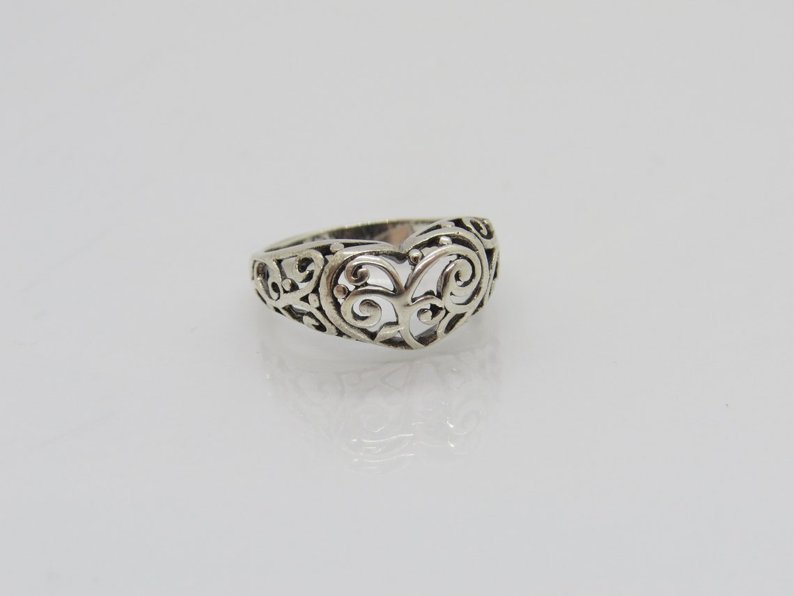 Vintage Sterling Silver Filigree Heart Ring Size 7 | Etsy
