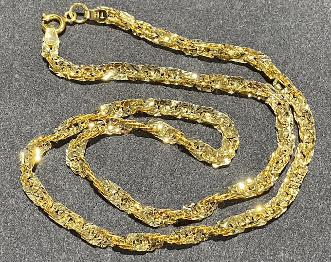 Vintage 15K 610 Solid Gold Twisted Link Chain Necklace 17''