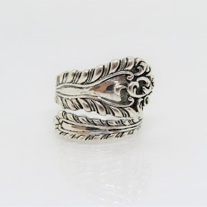 Vintage Sterling Silver Carved Spoon Ring Size 7