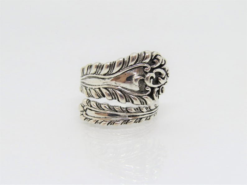 Vintage Sterling Silver Carved Spoon Ring Size 7