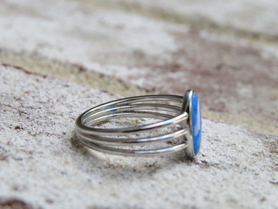 Vintage Sterling Silver Blue Opal Ring. - image 3