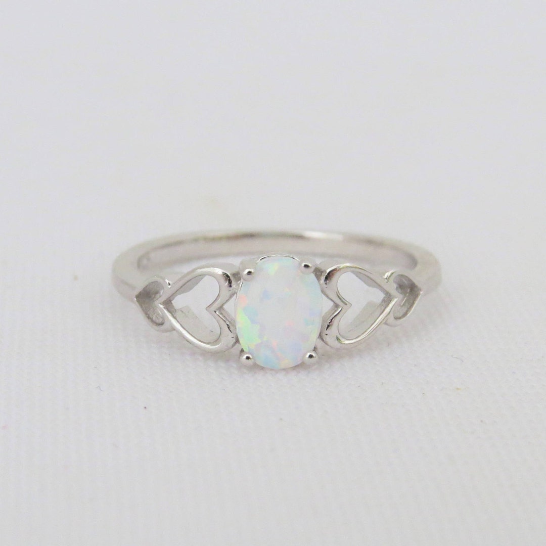 Vintage Sterling Silver White Opal Heart Ring Size 7 - Etsy