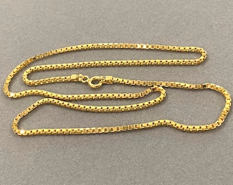 Buy Vintage 18K Solid Yellow Gold Square Box Link Chain Necklace