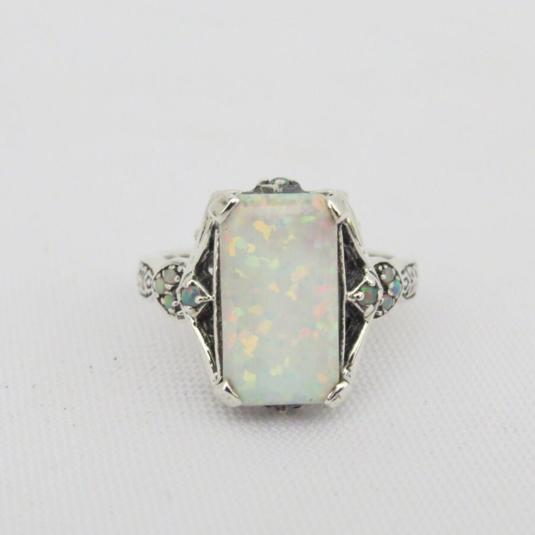 Vintage Sterling Silver White Opal Ring Size 7 - Etsy