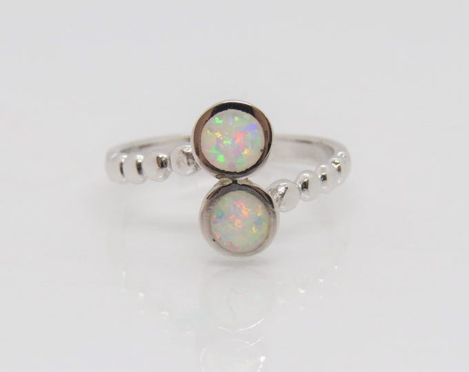 Vintage Sterling Silver White Opal Ring Size 8