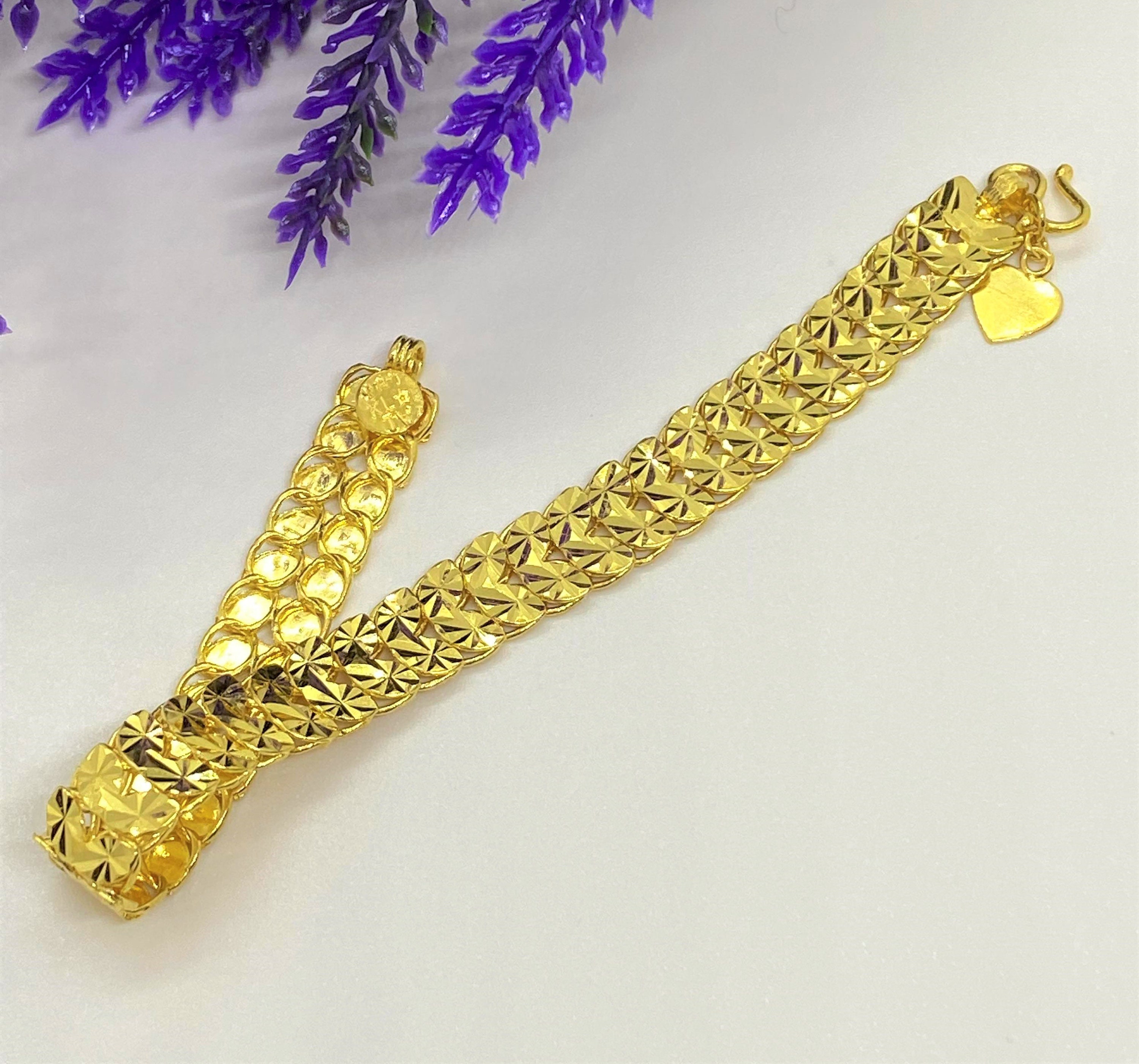 Vintage 24K 980 Pure Gold Diamond Cut Link Bracelet 6 Vintage 24K 980 Pure Gold Diamond Cut Link Bracelet 6