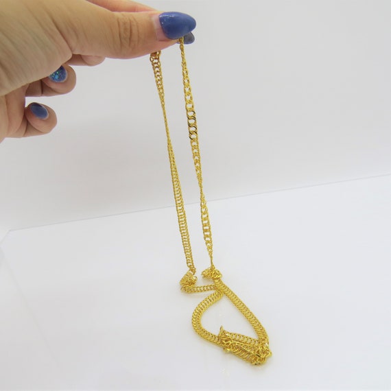 Vintage 24K 980 Solid Gold Cuban Link Chain Neckl… - image 6