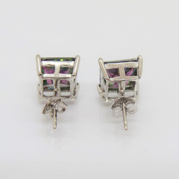 Vintage Sterling Silver Square cut Rainbow Topaz … - image 4