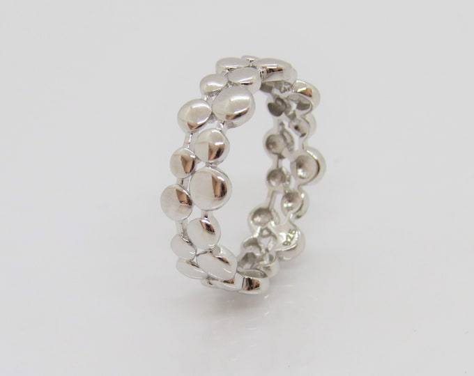 Vintage Sterling Silver Two Rows Dots Band Ring Size 10