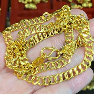 24K 980 Pure Gold Cuban Link Chain Necklace 20&#39;&#39;