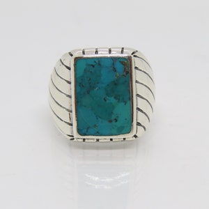 Vintage Sterling Silver Natural Turquoise Men&#39;s Ring Size 9.75