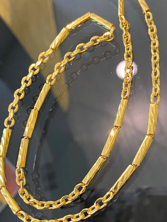 24K 980 純金 竹製 ロロリンクチェーンネックレス 18インチ - Etsy 日本