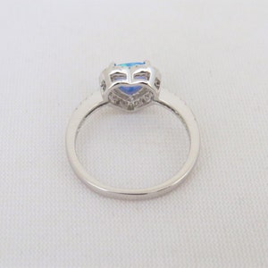 Vintage Sterling Silver Blue Opal & White Topaz Heart Halo Ring Size 7 ...