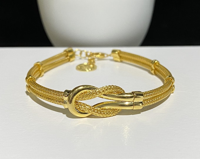 Vintage 15K 610 Solid Yellow Gold Knot Snake Link Chain Bracelet 7''