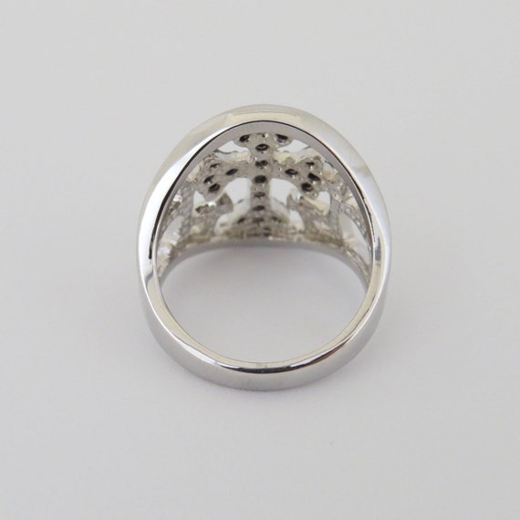 Vintage Sterling Silver Black Sapphire Cross Ring… - image 2