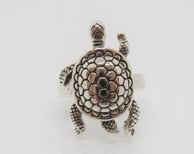Vintage Sterling Silver Turtle Ring Size 6