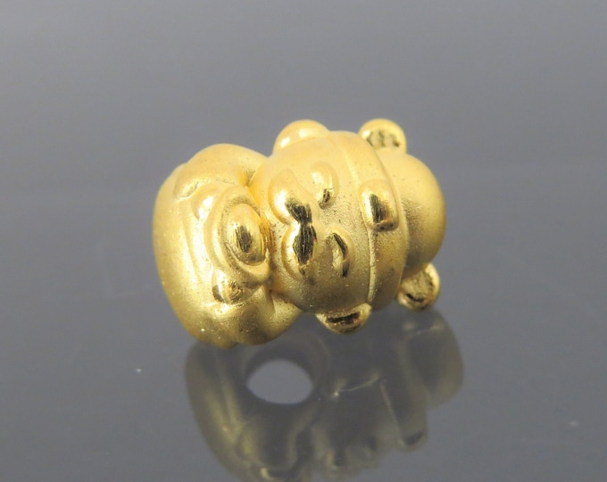 Vintage Pure 24K Gold 3D Mammon Wealth God Charm Bead Pendant Make for Bracelet
