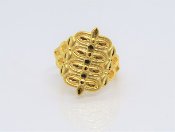 24K 999 Pure Gold Celtic, Geometric Vintage Ring … - image 1