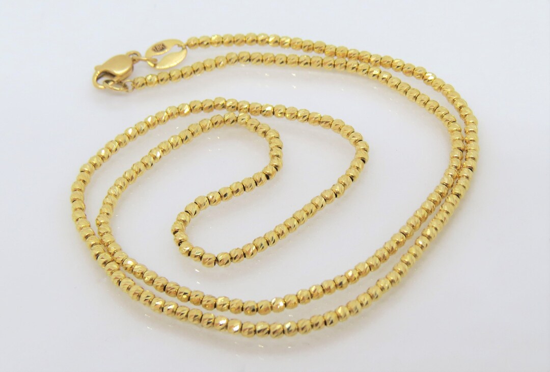 Yellow Gold Diamond Cut Beaded Chain Necklace 17 - 18k - Wilson Brothers  Jewelry